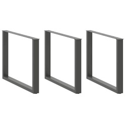 Pieds de table à manger en U 3 pièces Anthracite 100 x (72-73) cm Acier 535235535235