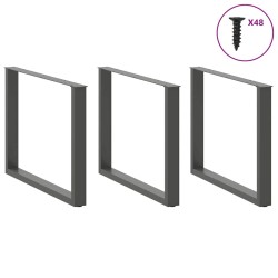 Pieds de table à manger en U 3 pièces Anthracite 100 x (72-73) cm Acier 535235535235