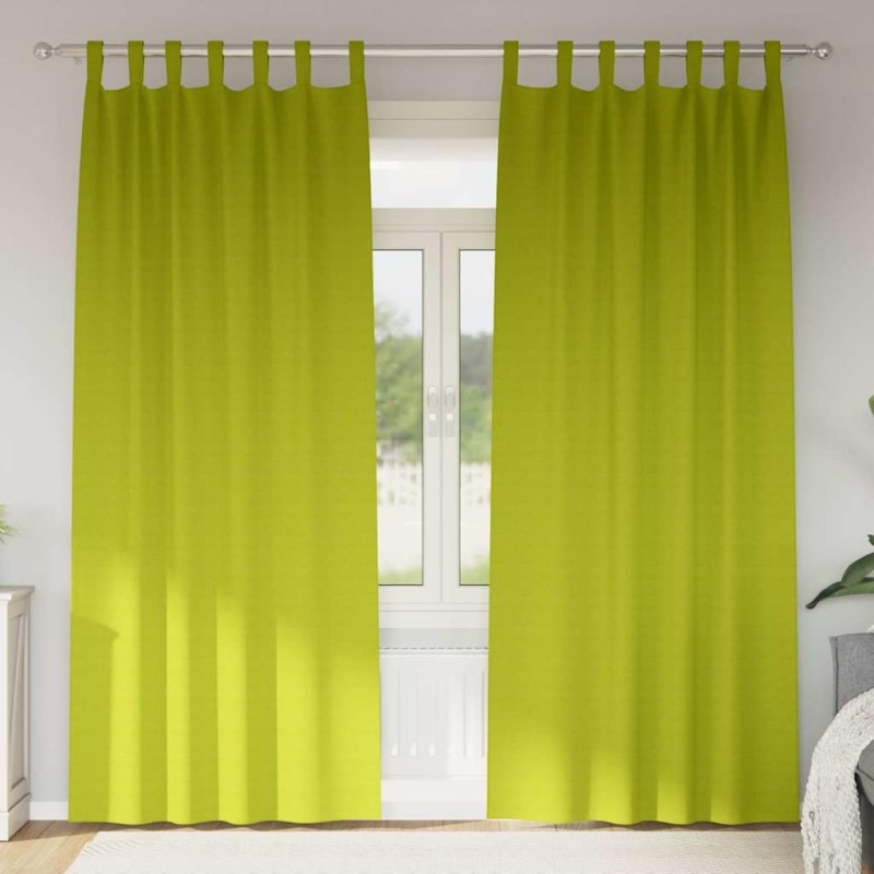 Rideaux occultants avec anneaux 2 pcs Vert 225 x 140 cm 535236535236