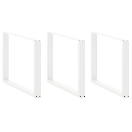 Pieds de table à manger en U 3 pièces Blanc 100 x (72-73) cm Acier 535239535239