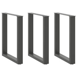 Pieds de table à manger en U 3 pièces Anthracite 70 x (72-73) cm Acier 535242535242