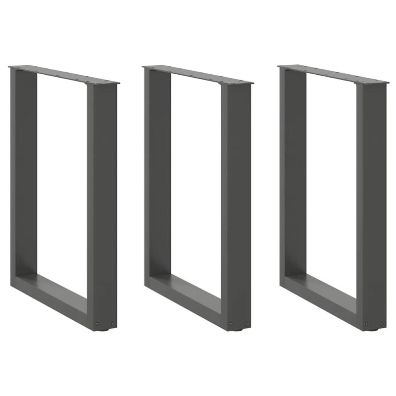 Pieds de table à manger en U 3 pièces Anthracite 70 x (72-73) cm Acier 535242535242