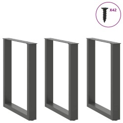 Pieds de table à manger en U 3 pièces Anthracite 70 x (72-73) cm Acier 535242535242