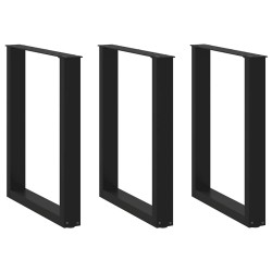 Pieds de table à manger en U 3 pièces Noir 70 x (72-73) cm Acier 535244535244