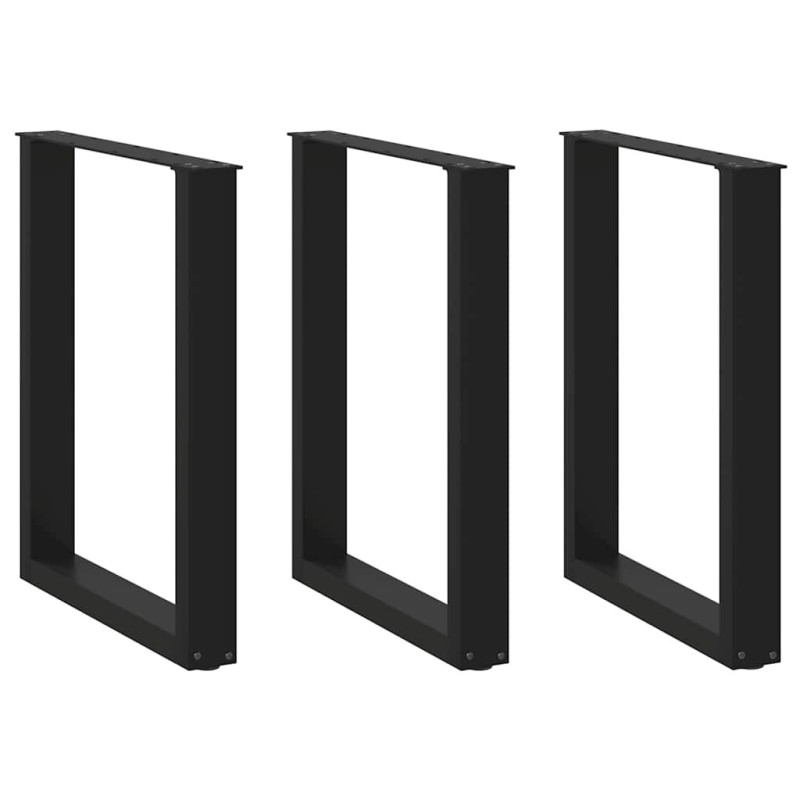 Pieds de table à manger en U 3 pièces Noir 70 x (72-73) cm Acier 535244535244