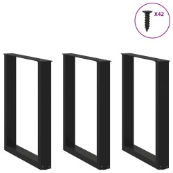 Pieds de table à manger en U 3 pièces Noir 70 x (72-73) cm Acier 535244535244