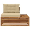 Canapé d'extérieur extrémité 3 Pièce Naturel et Beige 535295535295