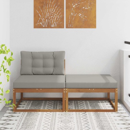 Unité de canapé sectionnel 2 Pièce Naturel Bois d'Acacia Massif 535351535351