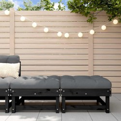 Repose-pieds de jardin coussins lot de 2 noir bois pin massif 535359535359