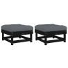 Repose-pieds de jardin coussins lot de 2 noir bois pin massif 535359535359
