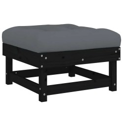 Repose-pieds de jardin coussins lot de 2 noir bois pin massif 535359535359