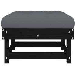 Repose-pieds de jardin coussins lot de 2 noir bois pin massif 535359535359