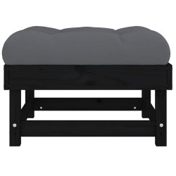 Repose-pieds de jardin coussins lot de 2 noir bois pin massif 535359535359