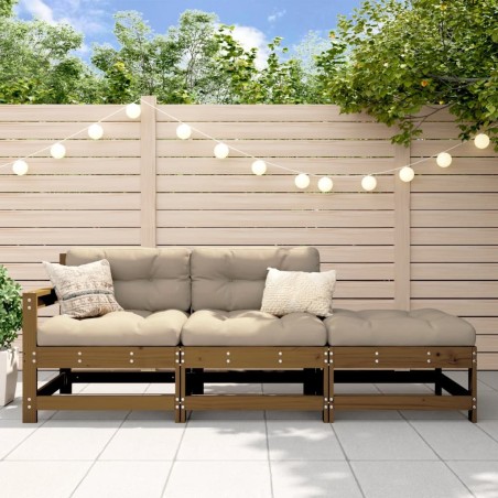Salon de jardin 3 pcs marron miel bois de pin massif 535379535379
