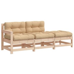 Salon de jardin 3 pcs avec coussins bois massif 535401535401