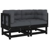 Canapés d'angle avec coussins 2 pcs noir bois de pin massif 535403535403