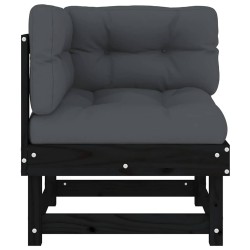 Canapés d'angle avec coussins 2 pcs noir bois de pin massif 535403535403