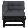 Canapés d'angle avec coussins 2 pcs noir bois de pin massif 535403535403