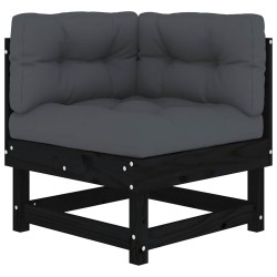 Canapés d'angle avec coussins 2 pcs noir bois de pin massif 535403535403