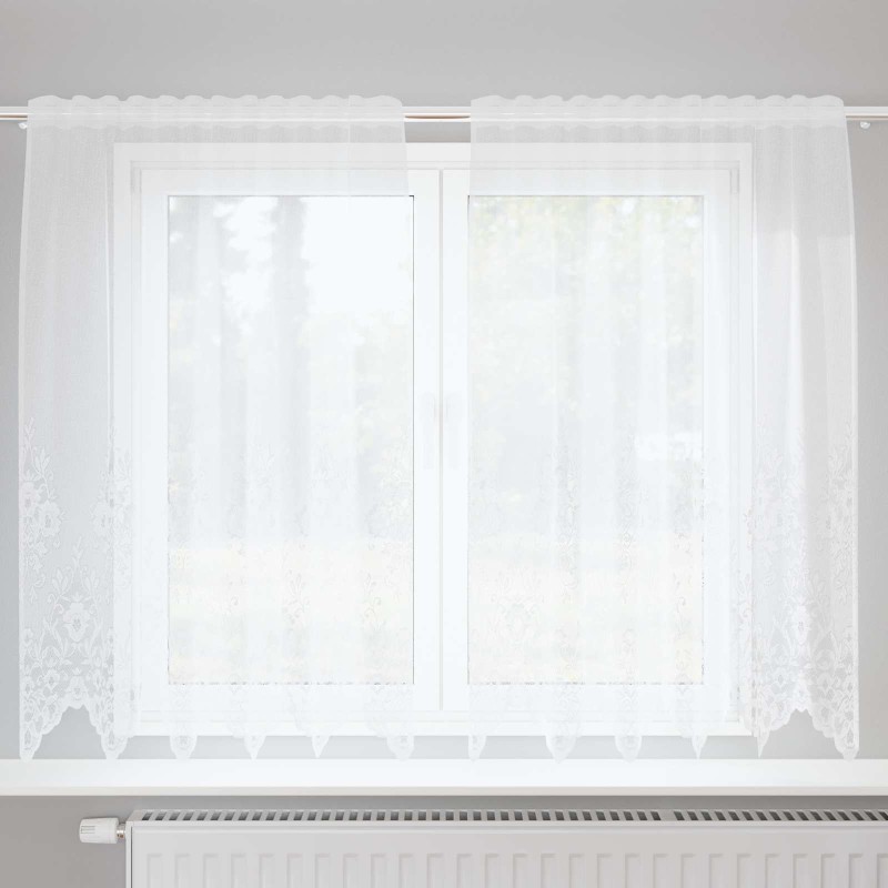 Rideau en Dentelle Floral Blanc 140 x 150 cm Polyester 535435535435