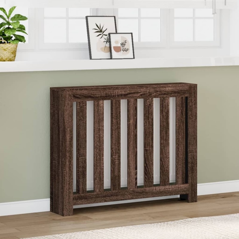 Cache-radiateur chêne marron 104x20x82 cm bois d'ingénierie 535437535437