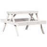Table de pique-nique blanc 105x134x75 cm bois massif de pin 535476535476