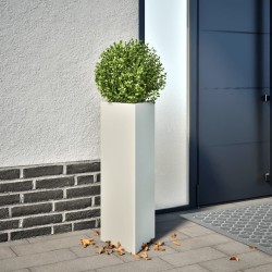 Jardinière blanc triangulaire 30x26x75 cm acier 535482535482