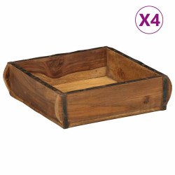 Plateau 4 pcs Marron 29 x 31 x 10 cm Bois Recyclé Solide 535501535501