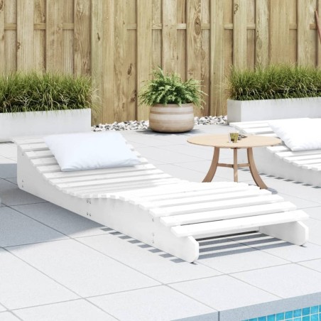 Chaise longue blanc 205x60x31,5 cm bois massif de pin 535512535512