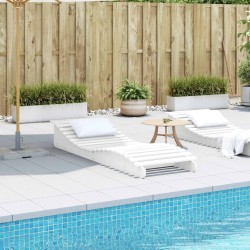 Chaise longue blanc 205x60x31,5 cm bois massif de pin 535512535512