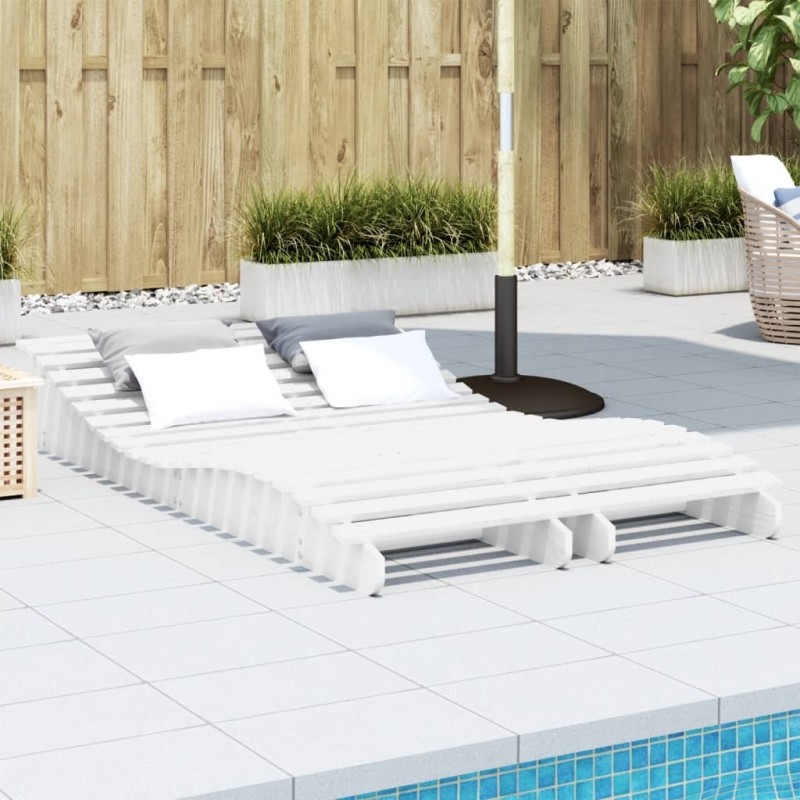 Chaises longues lot de 2 blanc 205x60x31,5cm bois massif de pin 535517535517