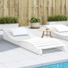 Chaise longue blanc 205x70x31,5 cm bois massif de pin 535520535520