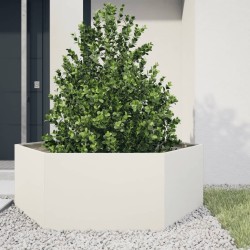 Jardinière blanc hexagone 138x120x45 cm acier 535522535522