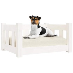 Lit pour chien blanc 55,5x45,5x28 cm bois de pin solide 535553535553