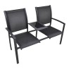 Banc de jardin à 2 places 131 cm Acier et textilène Noir 535585535585
