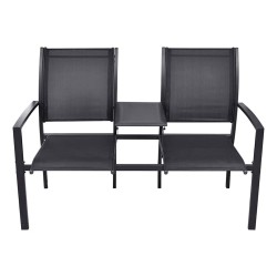 Banc de jardin à 2 places 131 cm Acier et textilène Noir 535585535585