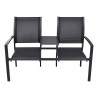 Banc de jardin à 2 places 131 cm Acier et textilène Noir 535585535585