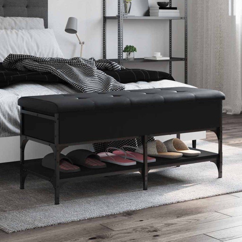 Banc à chaussures noir 102x42x45 cm bois d'ingénierie 535589535589