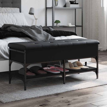 Banc à chaussures noir 102x42x45 cm bois d'ingénierie 535589535589