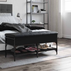 Banc à chaussures noir 102x42x45 cm bois d'ingénierie 535589535589