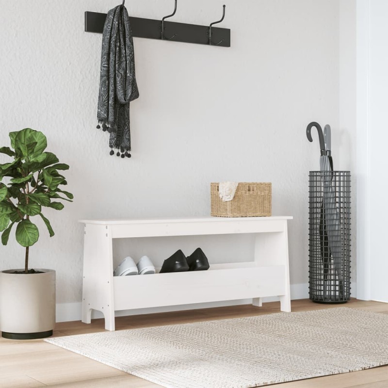 Banc d'entrée Blanc 100x28x45 cm Bois massif Pin 535594535594