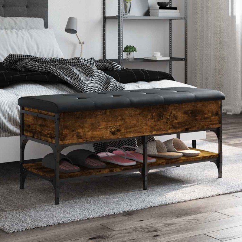 Banc à chaussures chêne fumé 102x42x45 cm bois d'ingénierie 535597535597