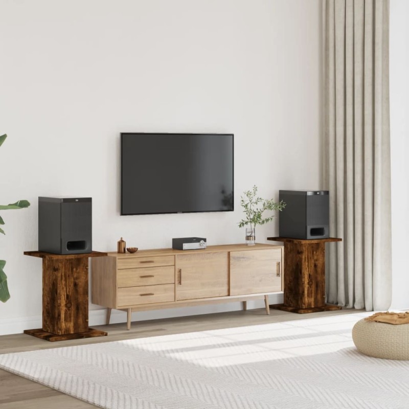 Supports de haut-parleurs 2 pcs chêne fumé bois d'ingénierie 535604535604