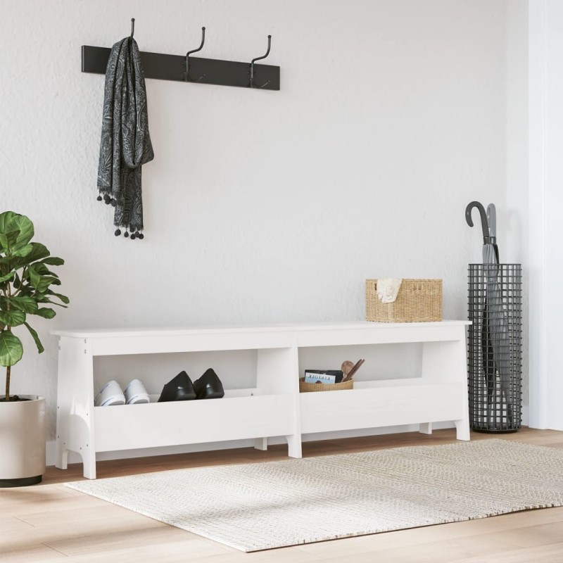 Banc d'entrée blanc 160x28x45 cm bois de pin massif 535615535615