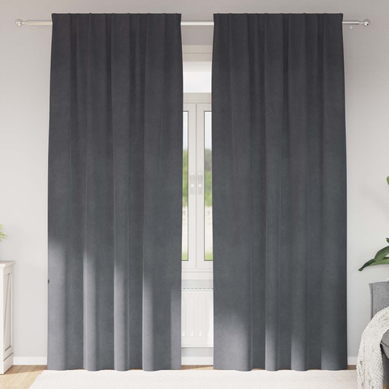 Rideaux occultants 2 pcs Gris clair 140 x 225 cm Velours 535636535636