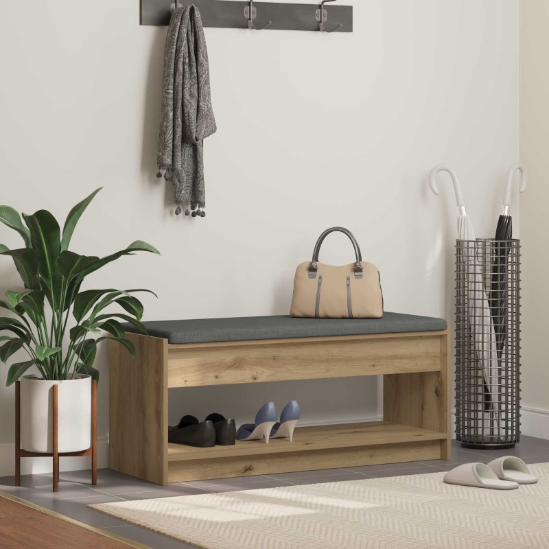 Banc d'entrée avec coussin Chêne Artisanal 103 x 38 x 45 cm 535643535643