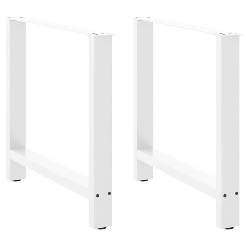 Pieds de table à manger Blanc 2 pièces 80 x (72-73) cm Acier 535652535652