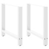 Pieds de table à manger Blanc 2 pièces 80 x (72-73) cm Acier 535652535652