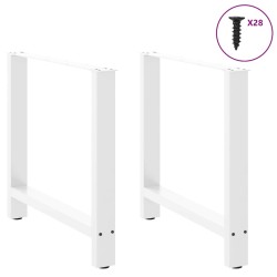 Pieds de table à manger Blanc 2 pièces 80 x (72-73) cm Acier 535652535652