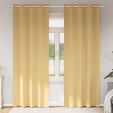 Rideaux occultants avec anneaux 2 pcs Beige 225 x 140 cm 535655535655